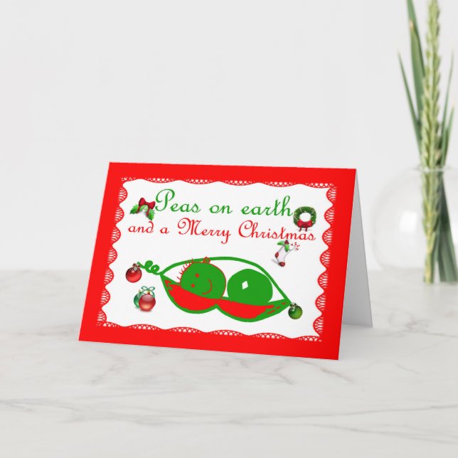 Peas on earth merry christmas holidays holiday card (Front)