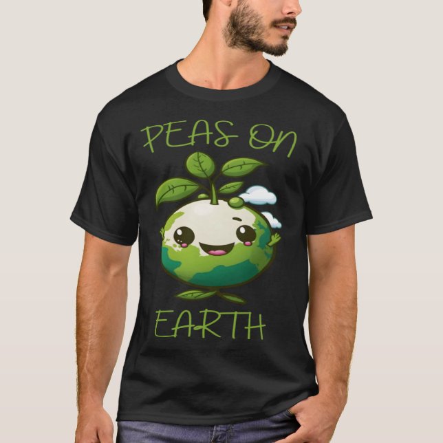 Peas on Earth Vegan Vegetarian Plantbased Meatfree T-Shirt (Front)