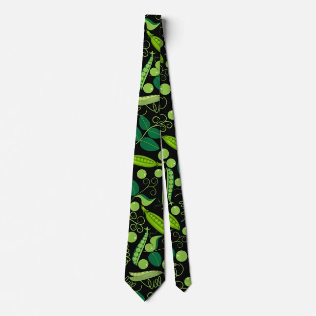 Peas pattern 01.bw. Black BG Tie (Front)