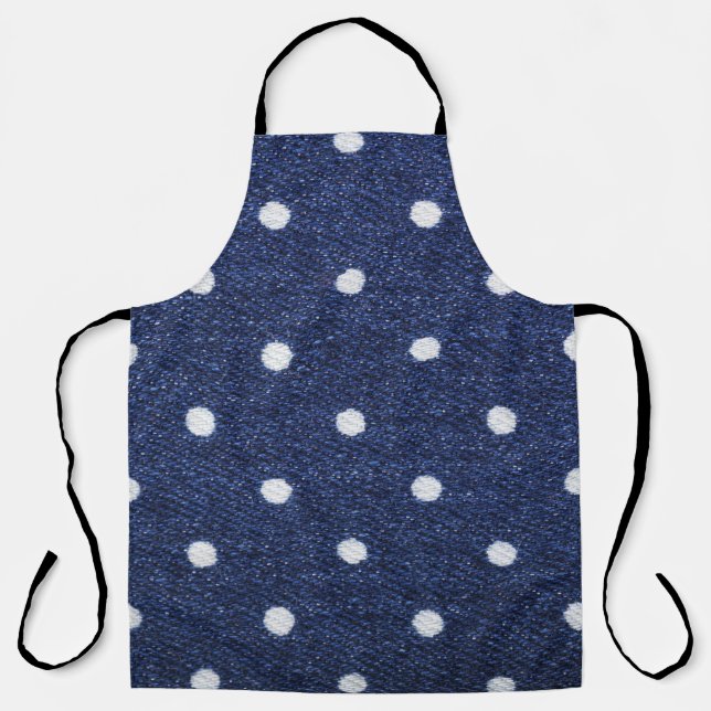 Peas stamp: denim fabric texture. apron (Front)