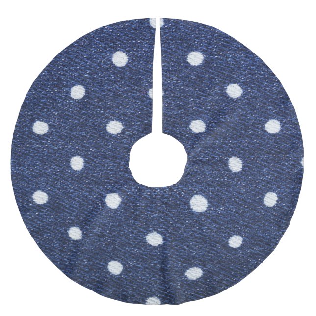 Peas stamp: denim fabric texture. brushed polyester tree skirt (Front)