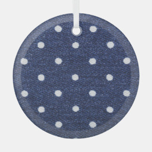 Peas stamp: denim fabric texture. glass tree decoration