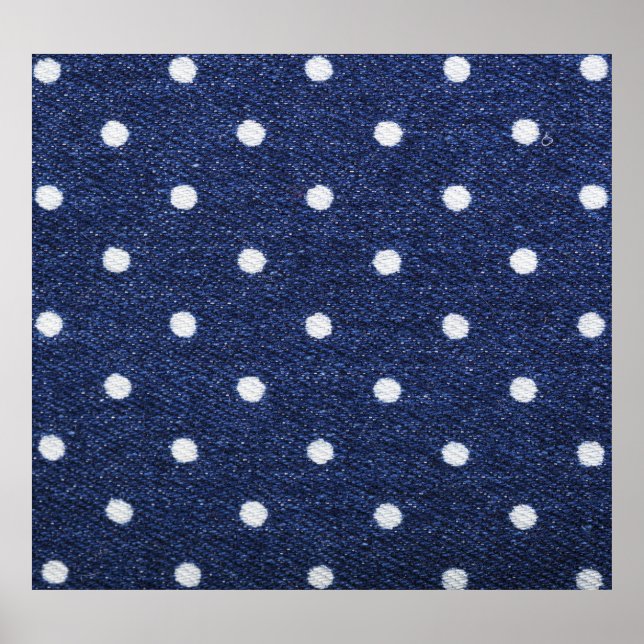 Peas stamp: denim fabric texture. poster (Front)