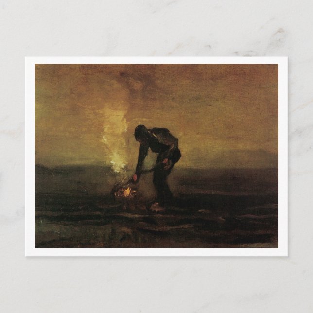 Peasant Burning Weeds, Vincent van Gogh Postcard (Front)