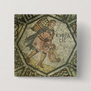 Peasant carrying chickens and a basket of eggs 15 cm square badge