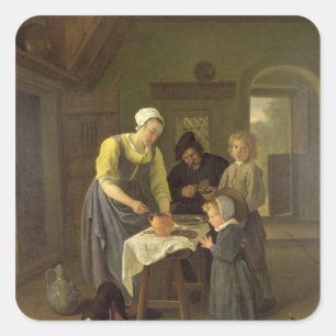 Peasant Family at Meal time, c.1665 Square Sticker