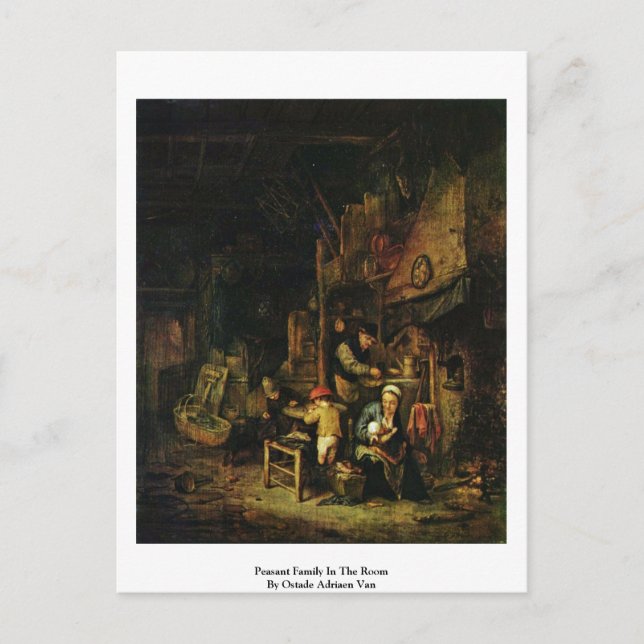 Peasant Family In The Room By Ostade Adriaen Van Postcard (Front)