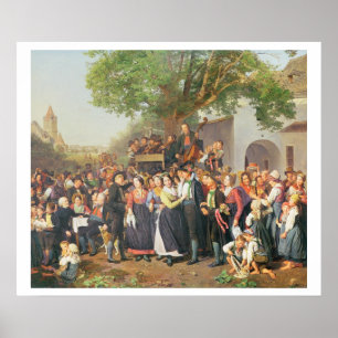 Peasant Wedding in Lower Austria (oil on canvas) Poster