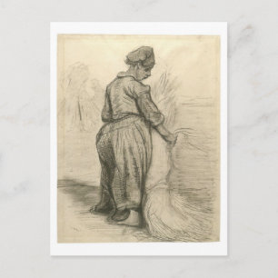 Peasant Woman Binding Sheaf, Vincent van Gogh Postcard