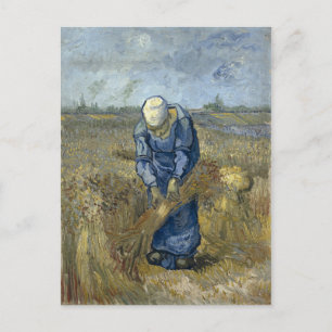 Peasant Woman Binding Sheaves by Vincent Van Gogh Postcard