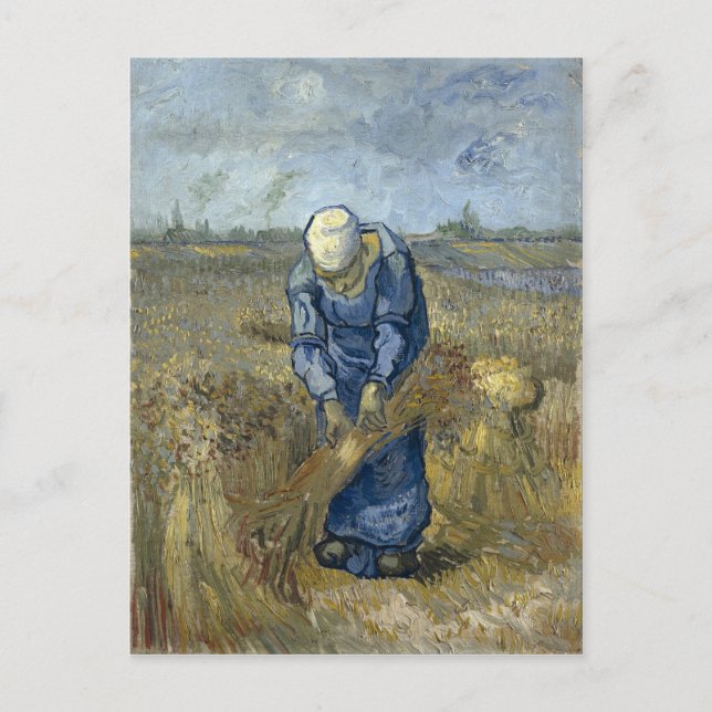 Peasant Woman Binding Sheaves by Vincent Van Gogh Postcard (Front)
