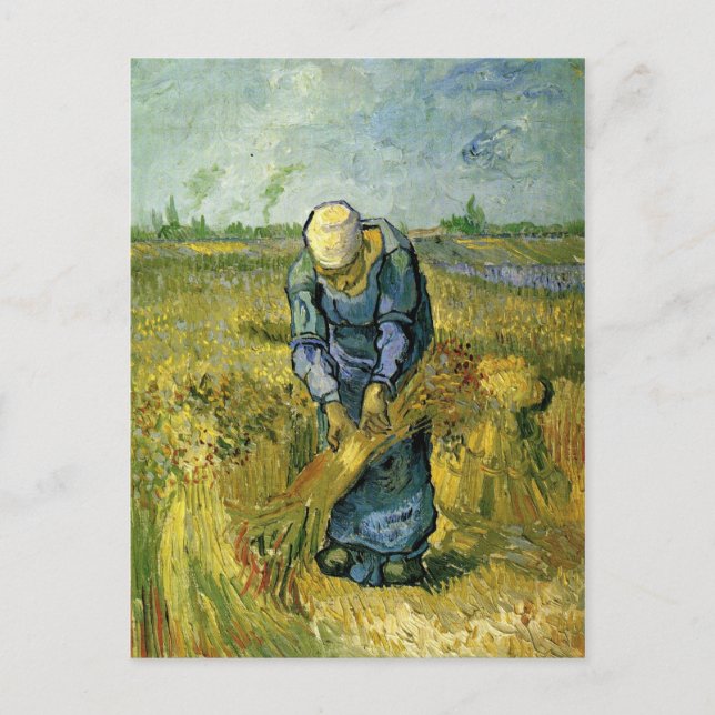 Peasant Woman Binding Sheaves, Vincent van Gogh Postcard (Front)