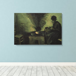 Peasant Woman by Fireplace by Vincent van Gogh Canvas Print