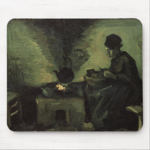 Peasant Woman by Fireplace by Vincent van Gogh Mouse Mat