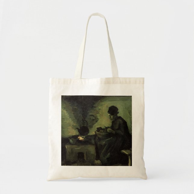 Peasant Woman by Fireplace by Vincent van Gogh Tote Bag (Front)