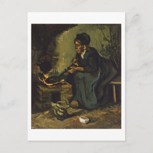 Peasant Woman by Fireplace, Vincent van Gogh Postcard