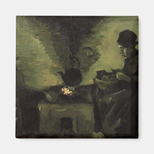 Peasant woman by the fireplace Vincent van Gogh Magnet