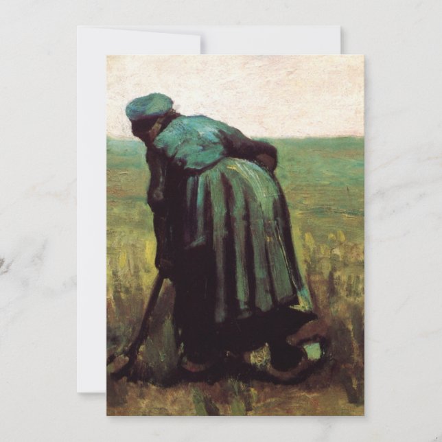 Peasant Woman Digging by Vincent van Gogh Invitation (Front)