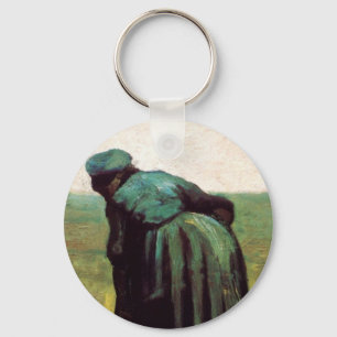 Peasant Woman Digging by Vincent van Gogh Key Ring