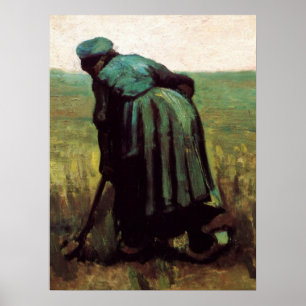 Peasant Woman Digging by Vincent van Gogh Poster
