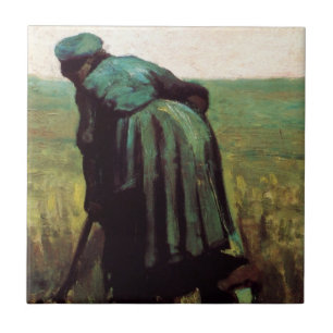 Peasant Woman Digging by Vincent van Gogh Tile