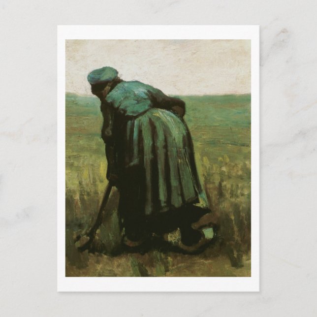 Peasant Woman Digging, Vincent van Gogh Postcard (Front)