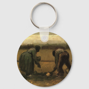 Peasant Woman Planting Potato by Vincent van Gogh Key Ring