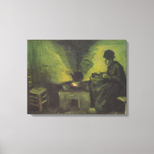 Peasant-woman Sitting at the Hearth-fire by Van Go Canvas Print