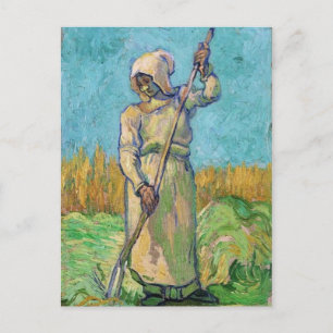 Peasant Woman with Rake, Vincent van Gogh Fine Art Postcard