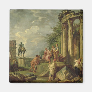 Peasants Amongst Roman Ruins, 1743 (oil on canvas) Magnet