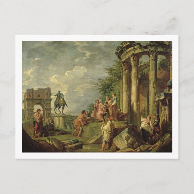 Peasants Amongst Roman Ruins, 1743 (oil on canvas) Postcard (Front)