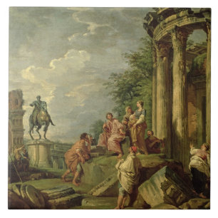 Peasants Amongst Roman Ruins, 1743 (oil on canvas) Tile
