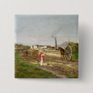 Peasants Collecting Sugar Cane 15 Cm Square Badge