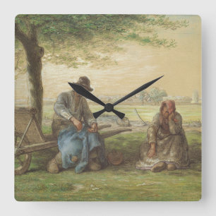 Peasants Resting Square Wall Clock