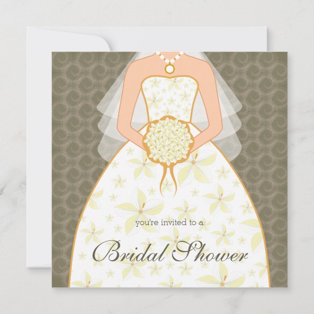 Peat Wedding Dress Custom Bridal Shower Invitation (Back)
