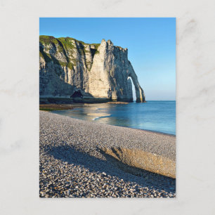 Pebble beach and cliff of Etretat in France Postcard