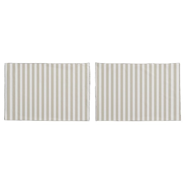Pebble Brown and White Striped Coastal Pillowcase (Back-Set)