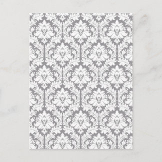 Pebble Grey Damask Pattern Postcard