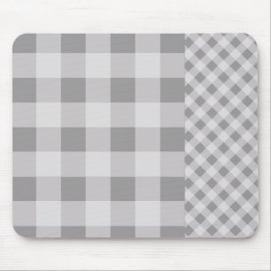 Pebble Grey Gingham pattern Mouse Mat