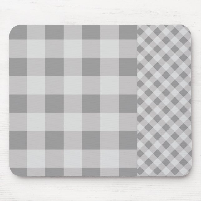Pebble Grey Gingham pattern Mouse Mat (Front)