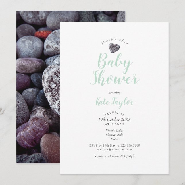 Pebble Heart Baby Shower / Sprinkle Invitation (Front/Back)