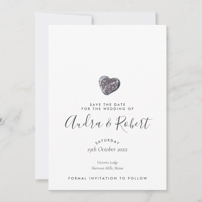 Pebble Heart Discovery Save the Date (Front)