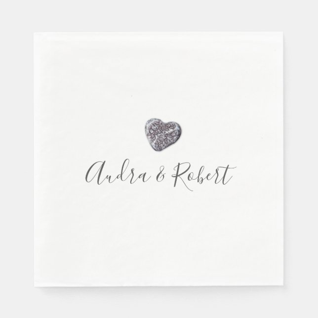 Pebble Heart Discovery Wedding Napkin (Front)