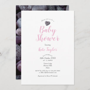 Pebble Heart Pink Baby Shower /Sprinkle / Couples Invitation