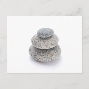 Pebble sculpture on a white background postcard