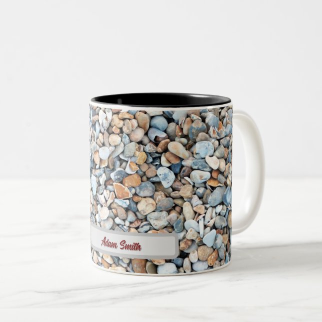 Pebble Stone design Two-Tone Coffee Mug (Front Right)
