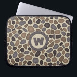Pebble Stone Rock Monogram Pattern Laptop Sleeve<br><div class="desc">This original pattern design features an abstract graphic of black and grey pebbles / stones / rocks on a light brown background. There is also a circular space for you to add your monogram. It's a great design for anyone looking for a subtle texture reminiscent of a walkway or garden...</div>