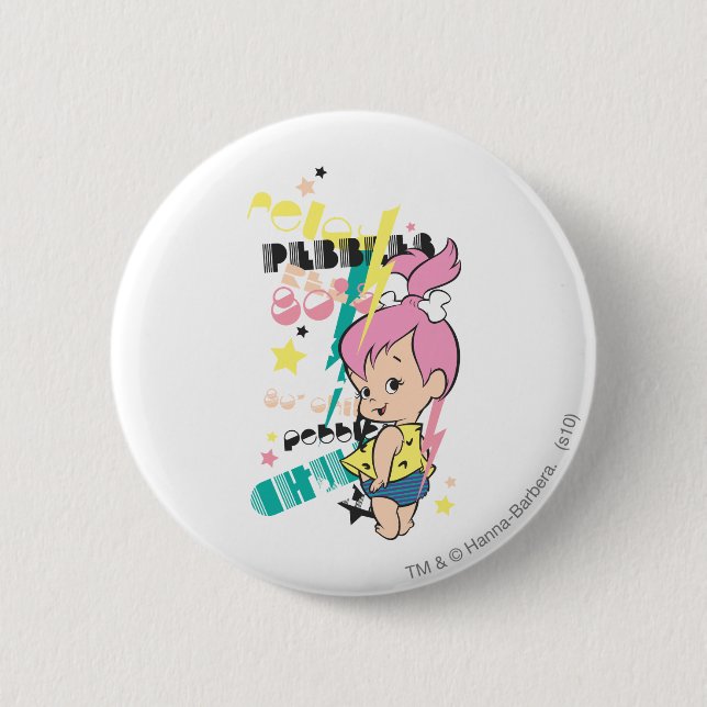 PEBBLES™ 80s Punk 6 Cm Round Badge (Front)