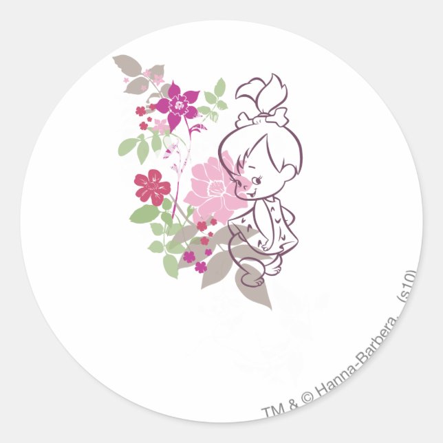 PEBBLES™ A Cutie In The Flowers Classic Round Sticker (Front)