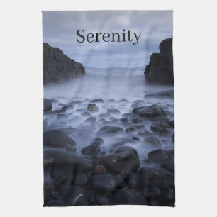 Pebbles and Rocks along the Ocean Shoreline Tea Towel